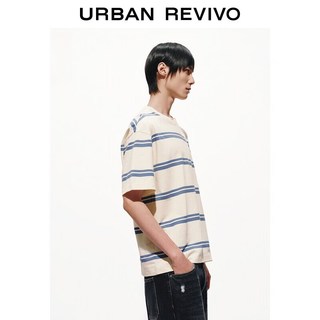  URBAN REVIVO 撞色条纹 男士T恤