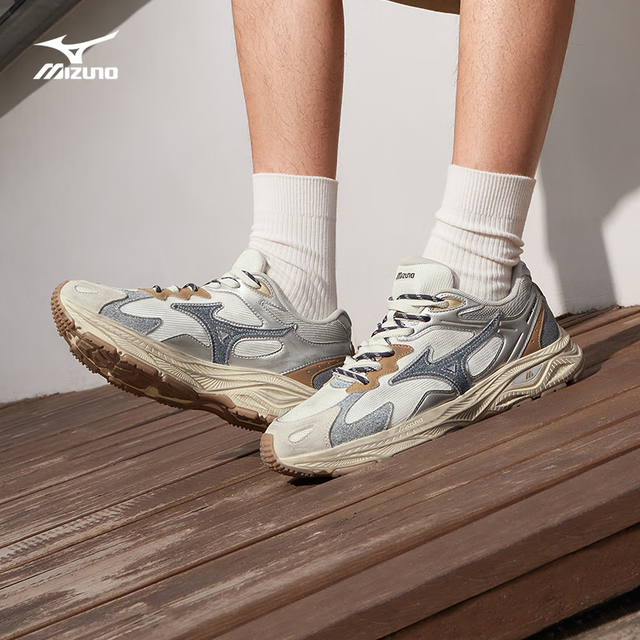 美津浓 男女运动休闲鞋缓震透气网面拼接跑步RACER S 01/丹宁