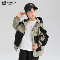 小猪班纳 儿童山系防水户外冲锋衣纯色防风反光外套