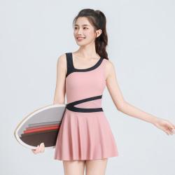 朵彩 泳衣女 专业运动训练游泳衣女显瘦遮肚聚拢连体平角温泉度假泳装