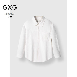 GXG 双色肌理感 男士长袖衬衫 白色 180/XL
