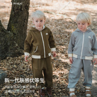  white wheat 刺绣 儿童套装 灰色上衣 80