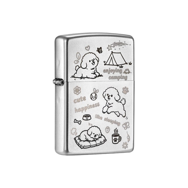 ZIPPO 打火机快乐小狗磨砂深雕官方正版煤油防风生日礼物送男友