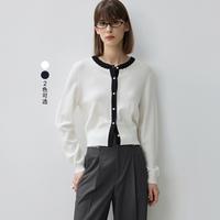 LILY/丽丽 设计感撞色边 女士针织开衫