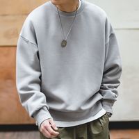 百亿补贴：马登 工装 日系复古灰色落肩太空棉卫衣空气层无帽圆领外套头男潮