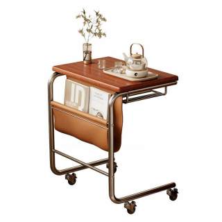 凯宾耐特 胡桃木c型小推车茶几沙发边几置物架桌子床头柜