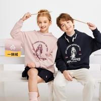 暇步士 中大童男女连帽卫衣春秋季户外运动体育课校服内搭体育活力运动服