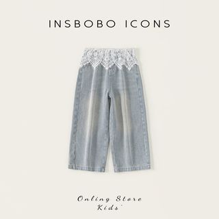  insbobo 花边 女童牛仔裤