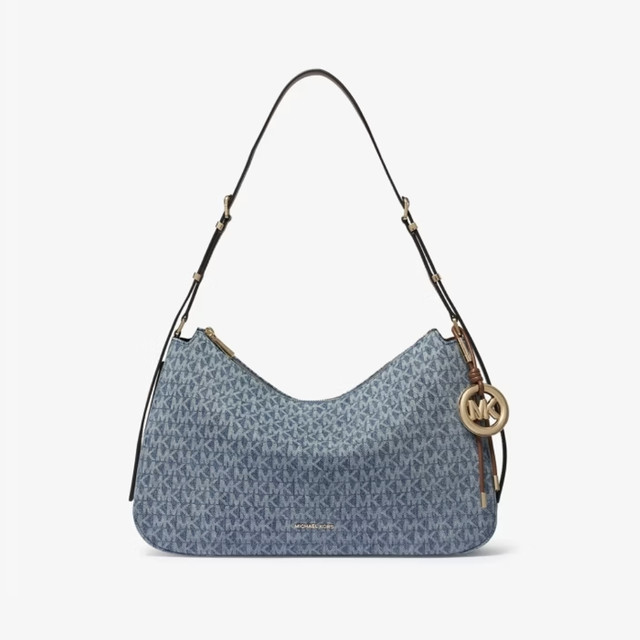 MICHAEL KORS 【女神节礼物】MK Nolita男女同款中号单肩包牛仔蓝416中号 30F5GY5M2L