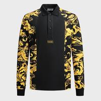 VERSACE JEANS COUTURE 2025秋冬范思哲黑金印花商务休闲百搭气质男士POLO衫