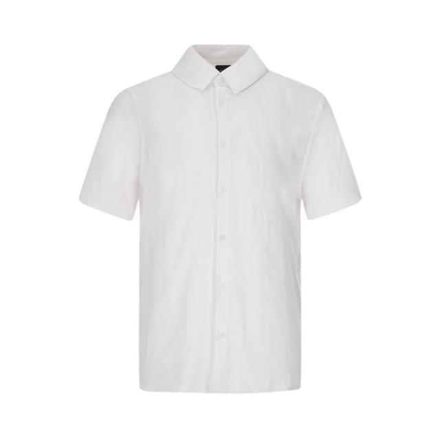 限尺码：Armani Exchange 男式纯色商务休闲职场通勤百搭短袖翻领衬衫