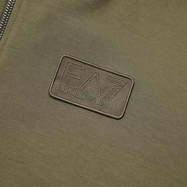 EA7 柔软舒适弹力运动百搭连帽开襟男式运动连帽卫衣外套