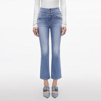 MISS SIXTY 含天丝 春款裸感醋酸牛仔裤女士三环高腰八分微喇叭裤