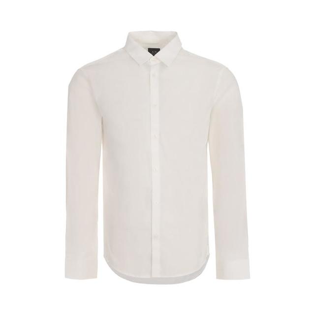 Armani Exchange 商务舒适透气白衬衫商务正装长袖男式衬衫