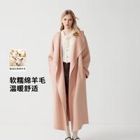 Five Plus 冬季翻领保暖时尚毛呢外套长款纯羊毛女式大衣
