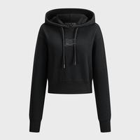 VERSACE JEANS COUTURE 【百搭黑色连帽卫衣】范思哲简约风短款女士套头衫