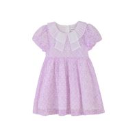 百亿补贴：Pencil Club 春夏新款女童短袖连衣裙儿童裙子褶皱翻领百搭裙