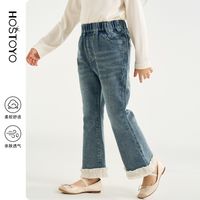 百亿补贴：皇室童缘 春季女童牛仔喇叭裤2024儿童长裤春装女孩时尚松紧腰裤子