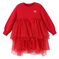 移动端：安奈儿 童装女童连衣裙冬拼纱公主XG443760