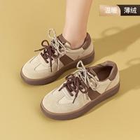 卓诗尼 女生德训鞋 牛剖层革厚底双鞋带复古休闲运动鞋