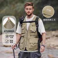 吉普 男士户外运动马甲工装马夹宽松钓鱼摄影师背心春秋多口袋马夹JH