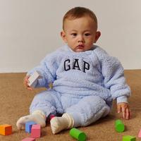 Gap 婴儿春logo仿羊羔绒连体衣抓绒儿童装爬服642937