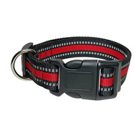 妙普乐 厂家直销夜光调节项圈狗狗项圈牵引绳遛猫遛狗绳夜间反光宠物用品 黑间红项圈 S宽度1.5厘米