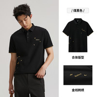 卡宾 金线刺绣 男士Polo衫  煤黑色01 50/175/L