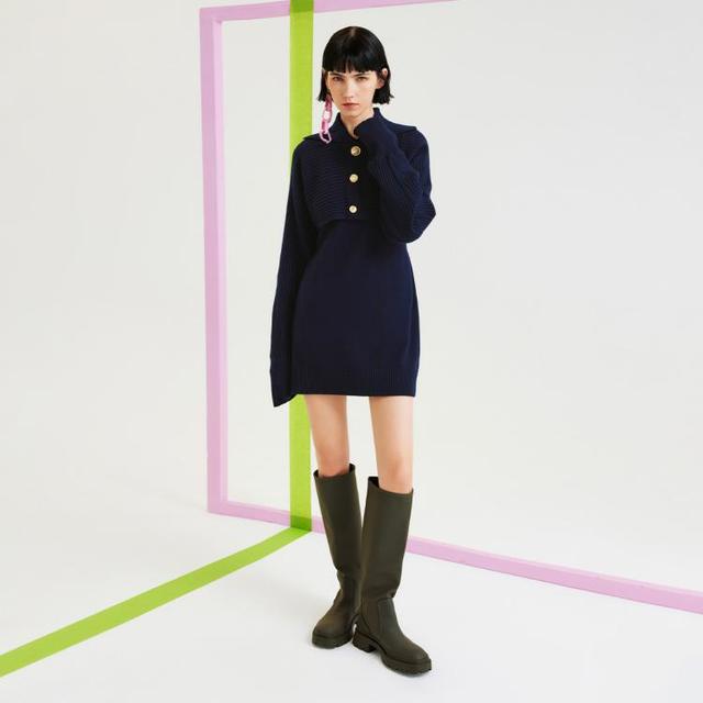 宝姿 【羊毛层次设计感】PURE收腰女士连衣裙