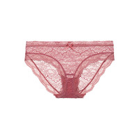 维密 女士内裤 花漾蕾丝透明网纱梦幻包臀三角裤 01T5玫瑰粉56140