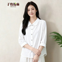 子牧棉麻 女士POLO领长袖衬衫