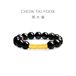  CTF MEN/周大福男士 黑曜石 黄金手链