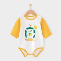 Cottonshop 6个月-3岁婴幼童秋季肩开七分袖包屁衣哈衣爬服小刺猬的派对