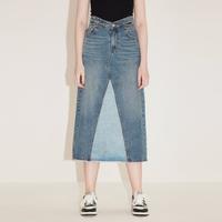 限尺码：MISS SIXTY 女士牛仔长裙 秋款撞色拼接街头设计感镂空蝴蝶腰半身裙