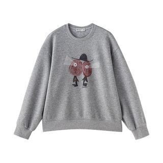  TOYOUTH/初语 趣味图案 女士卫衣 花灰色 XL