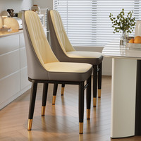  诠巷 软包靠背 餐椅 【加固横梁】米白面&灰背+黑金腿