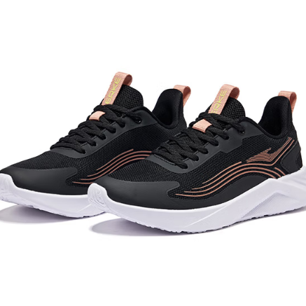 鸿星尔克 2026新款跑步鞋 正黑/粉金3461