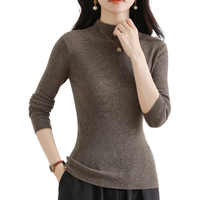  BAOYE/保烨 100%纯羊毛 女士羊毛衫 咖啡色 【修身半高领】 L 体重（110-150斤）