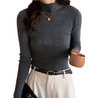  BAOYE/保烨 100%纯羊毛 女士羊毛衫 深灰色 【修身半高领】 L 体重（110-150斤）