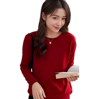  BAOYE/保烨 100%纯羊毛 女士羊毛衫 红色 【宽松圆领】 L 体重（110-150斤）