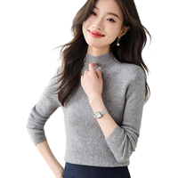  BAOYE/保烨 100%纯羊毛 女士羊毛衫 浅灰色 【修身半高领】 M 体重（80-110斤）