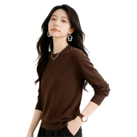  BAOYE/保烨 100%纯羊毛 女士羊毛衫 咖啡色 【宽松圆领】 L 体重（110-150斤）