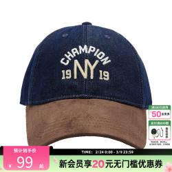 Champion 冠军秋季美式潮牌弯檐棒球帽男刺绣显瘦鸭舌帽女遮阳 深蓝 均码