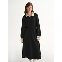  DUSHU/独束 赫本风 女士连衣裙 可拆卸撞色钩花领 蕾丝拼接