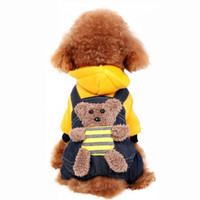 宠物圈 冬季狗狗衣服泰迪衣服秋冬装小狗宠物贵宾四脚黄色款 XS胸34背20cm 体重1-3斤