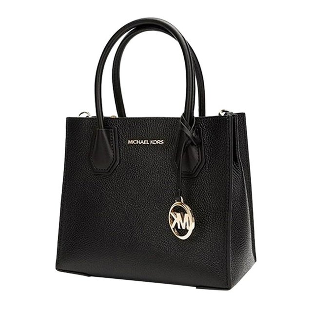 MICHAEL KORS 【38女神节礼物】MK Mercer系列女士黑色荔枝纹皮革手提包斜挎包 22*11*20cm 35S1GM9M2L
