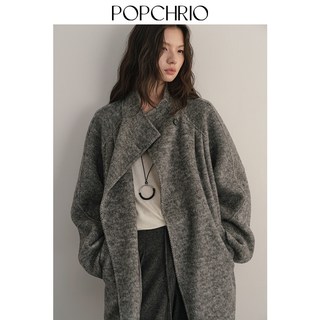  POPCHRIO/欧可芮 驼绒羊毛混纺 女士呢子大衣 柔紫色短款【预】 S