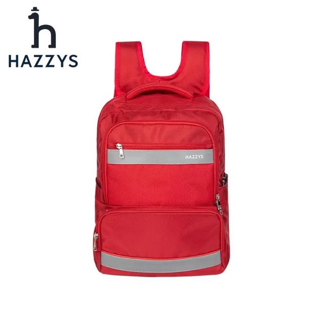 哈吉斯 男女童时尚简约双肩反光书包 经典红 均码