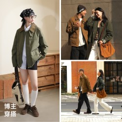 森马 男女同款【巴恩风】100%纯棉复古工装夹克 10-1524108201