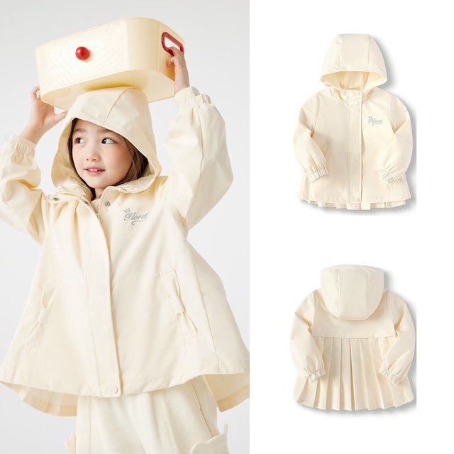 巴拉巴拉 童装儿童外套女童连帽软壳衣秋甜美百褶上衣百搭小童衣服